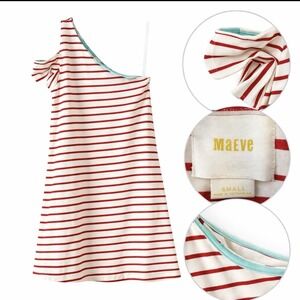 Maeve by Anthropologie Marketa One Sleeve Mini Dress in Red Stripe Size S